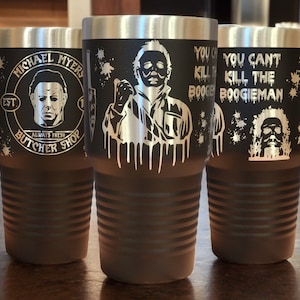 Michael Myers Tumblers, Boogieman, Halloween Movie, Laser Engraved Travel Mug