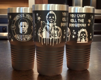 Michael Myers Tumblers, Boogieman, Halloween Movie, Laser Engraved Travel Mug