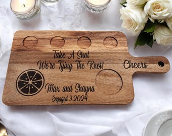 Personalized Wedding Tequila Flight Board - Customizable - Rustic Agave Tasting Tray