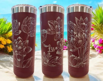 Lotus Flower Laser Engraved Tumbler: Zen Beauty