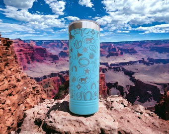 Team Roping Western Cowboy Tumbler & Water Bottle, Laser Engraved