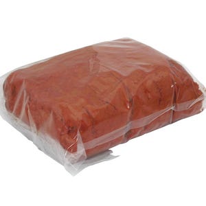 May include: A rectangular package of reddish-brown powder is sealed in clear plastic. The contents appear finely ground and uniform in color. The packaging is transparent, allowing the contents to be fully visible against a white background.