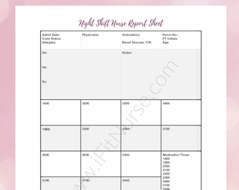 Nurse Report Sheet Night Shift