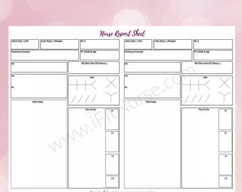 Nurse posting sheet Etsy picture relating to Printable Nurse Report Sheets identified as Nurse post sheet Etsy