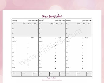 Nurse Report Sheet 3 Patients Per Page