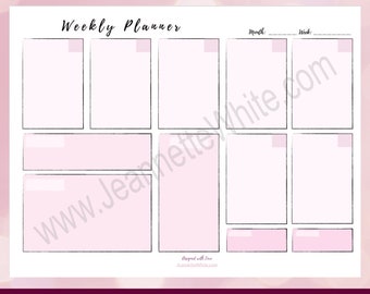 Bujo Digital Weekly Planner Spread Pink Theme