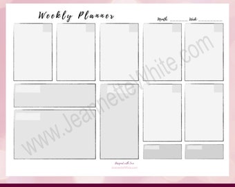 Bujo Digital Weekly Planner Spread Gray Theme