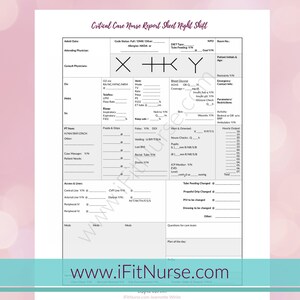 Critical Care Nurse Report Sheet Night Shift V2