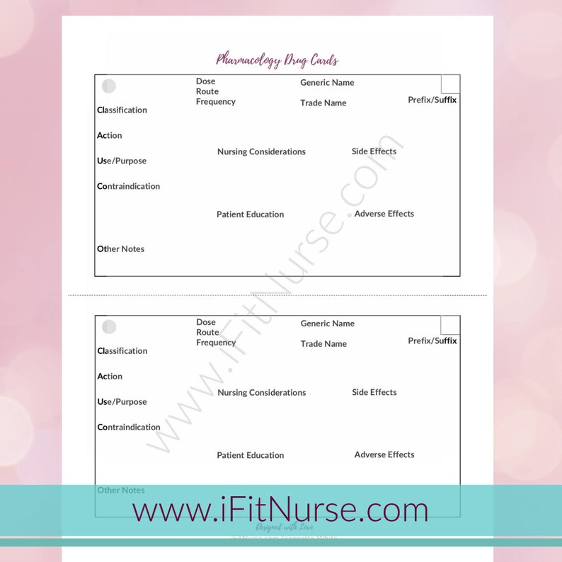 Printable Nursing Drug Card Template Printable Templates