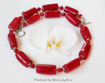 Echte rote Korallenkette Geschenk für Ehefrau | Etsy