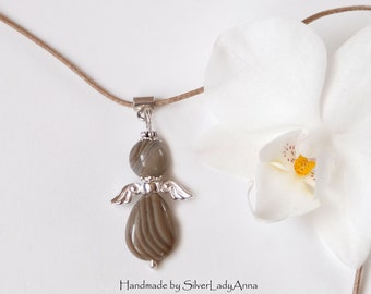 Striped flint protection angel Silver, Best friend christmas sympathy friendship gift, Long distance unique sister gift, Miscarriage gift