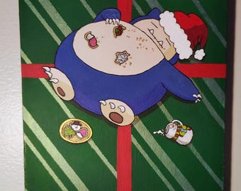 Santa Snorlax - OOAK - 12 x 9