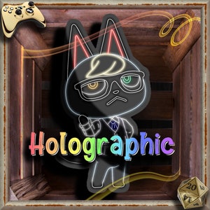 Cat Holographic Vinyl Sticker - Scratch resistant, weatherproof, and waterproof