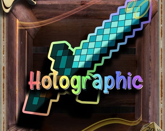 Minecraft Holographic Enchanted Diamond Sword Vinyl Sticker - Scratch resistant, weatherproof, and waterproof