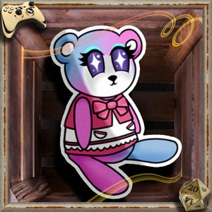 Pink Purple Blue Kawaii Bear Stuffy Vinyl Sticker - Scratch resistant, weatherproof, and waterproof