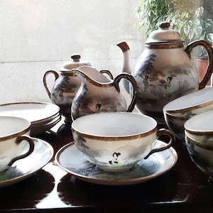 Antique Japanese fine porcelain coffee set, 19th century