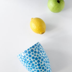 handmade ceramic tumbler-modern ceramic tumbler-small ceramic cup-ceramic mug-blue dots cup-ceramic glass-coffee cup-tea cup image 7