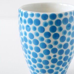 handmade ceramic tumbler-modern ceramic tumbler-small ceramic cup-ceramic mug-blue dots cup-ceramic glass-coffee cup-tea cup image 4
