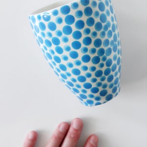 handmade ceramic tumbler-modern ceramic tumbler-small ceramic cup-ceramic mug-blue dots cup-ceramic glass-coffee cup-tea cup image 9