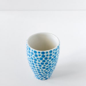 handmade ceramic tumbler-modern ceramic tumbler-small ceramic cup-ceramic mug-blue dots cup-ceramic glass-coffee cup-tea cup image 2