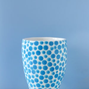 handmade ceramic tumbler-modern ceramic tumbler-small ceramic cup-ceramic mug-blue dots cup-ceramic glass-coffee cup-tea cup image 6