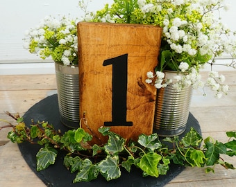 Rustic Wood Wedding Table Numbers / Reclaimed Pallet Timber / Wedding Decor / Table Decor / Rustic Theme Table Numbers / Forest Theme