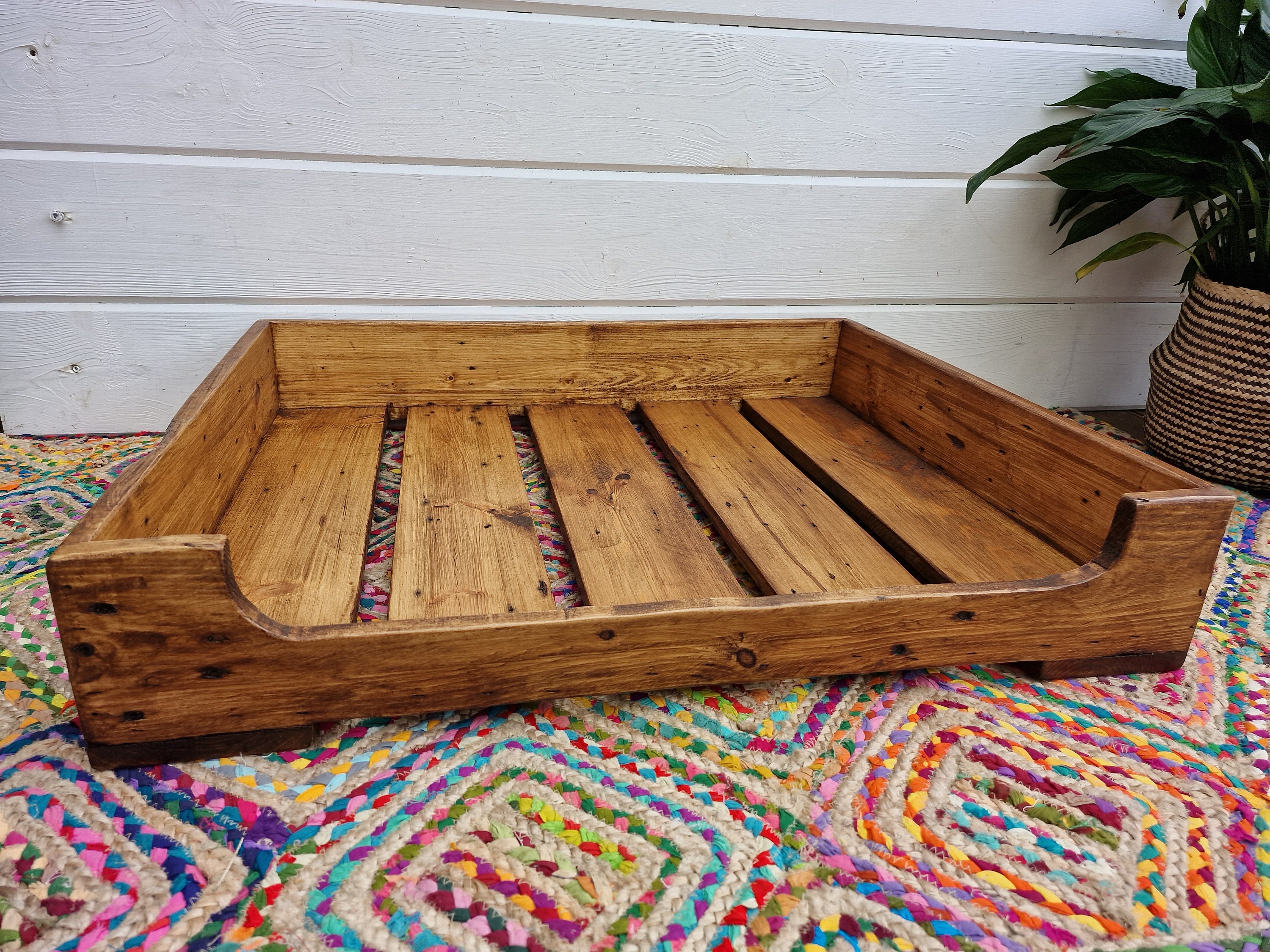 Handcrafted Rustic Reclaimed Wooden Dog Bed / Solid Wood Cosy Etsy UK