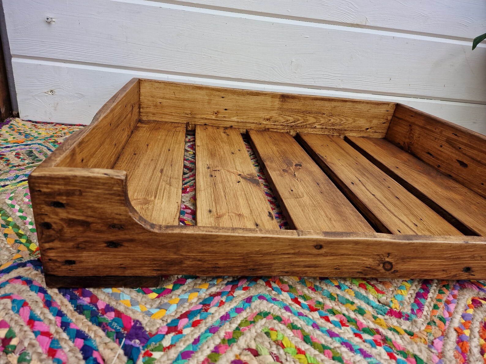 Handcrafted Rustic Reclaimed Wooden Dog Bed / Solid Wood Cosy Etsy UK