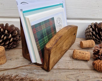 Rustic Wooden Desk Top Letter Holder / Reclaimed Wooden Mail Rack / Letter Tray / Rustic Desk Top Mail Holder / Letter Storage / Home Office