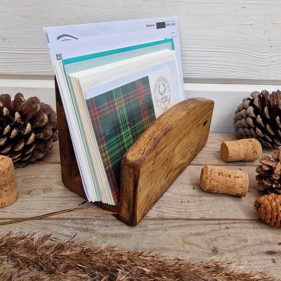 Rustic Wooden Desk Top Letter Holder / Reclaimed Wooden Mail Rack / Letter Tray / Rustic Desk Top Mail Holder / Letter Storage / Home Office