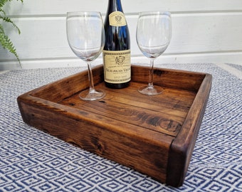 Large Rustic Reclaimed Wood Ottoman Tray / Hand Crafted Pallet Wood Tray / Farmhouse Tray / Serving Tray / Custom Tray / Serving Platter