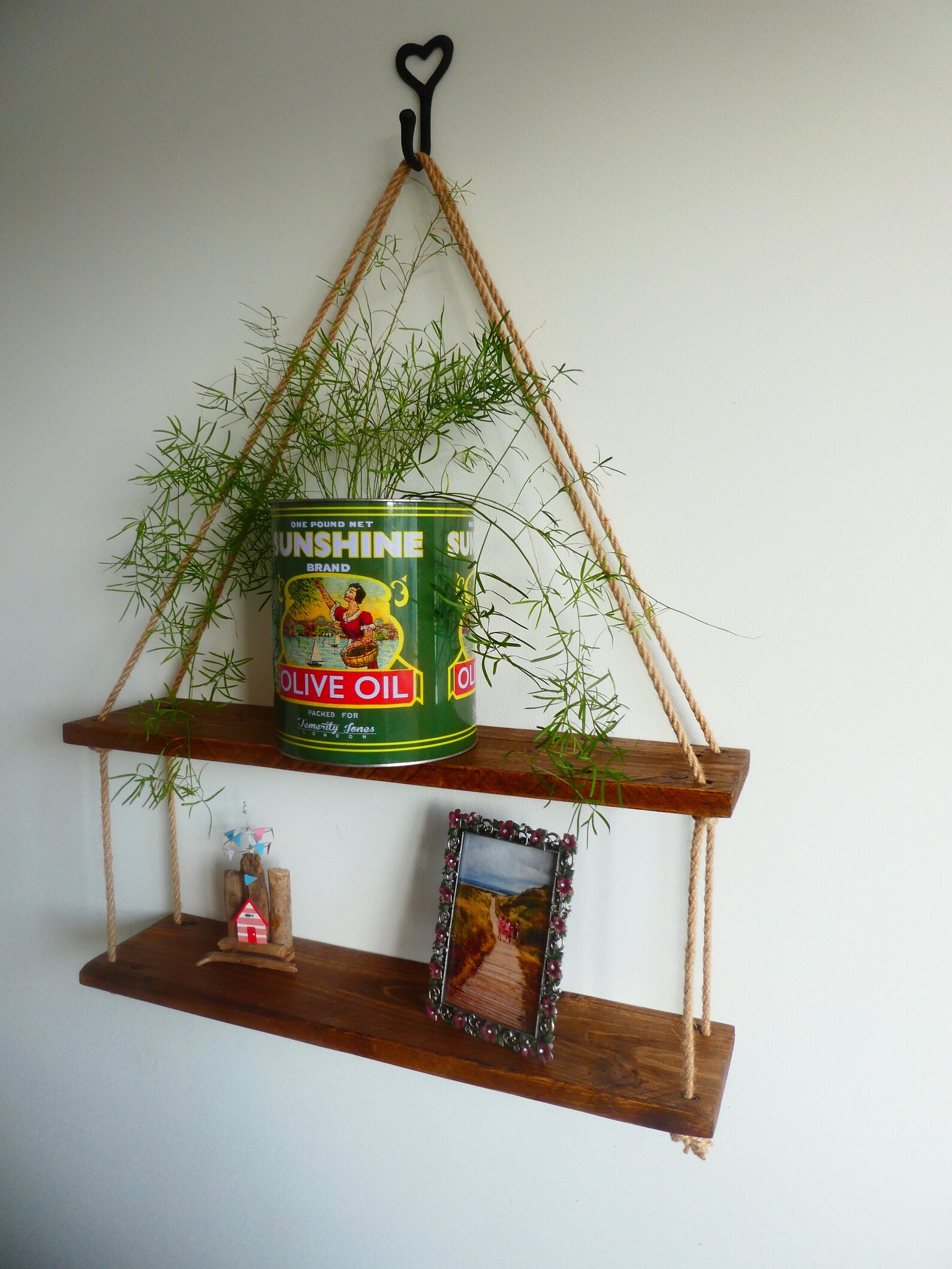 Rustic Hanging Rope Shelf / Reclaimed Pallet Timber Shelf / Etsy UK