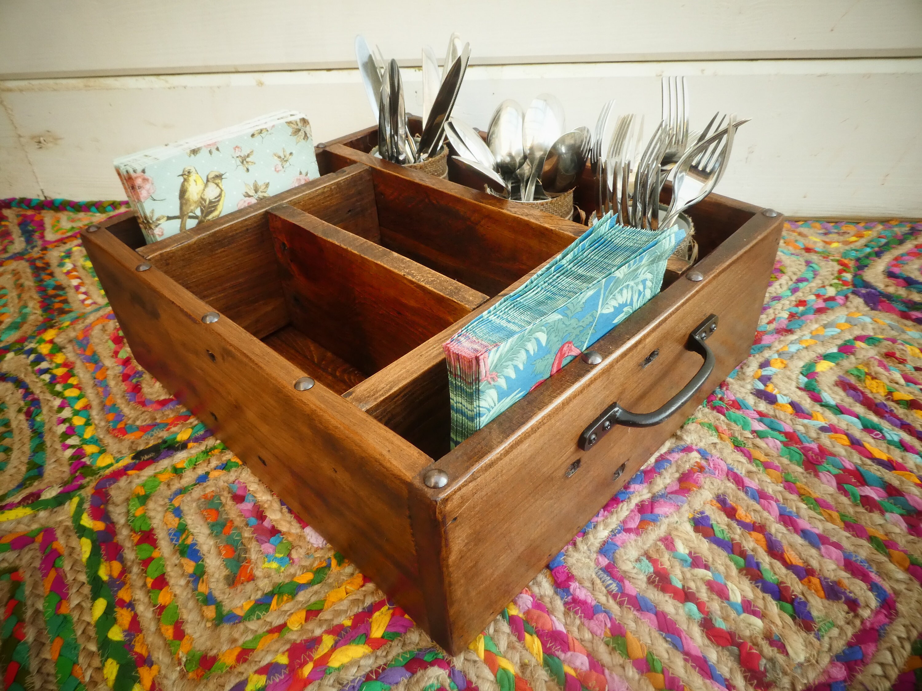 Rustic Handcrafted Wooden Kitchen Caddy / Table Tidy / Etsy