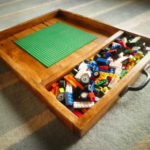 1998 Lego Lap Tray Table w/Storage, Red w/Sliding Green Bases, 20
