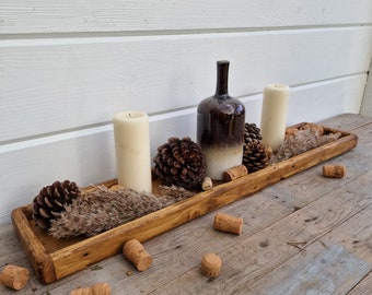 XLarge Shallow Reclaimed Wooden Tray / Rustic Serving Tray / Decorative Tray / Table Centrepiece / Candle Holder / Indoor Plant Tray