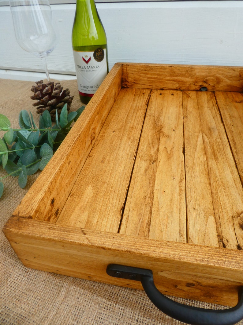 Large Rustic Reclaimed Wood Ottoman Tray / Hand Crafted Pallet Etsy