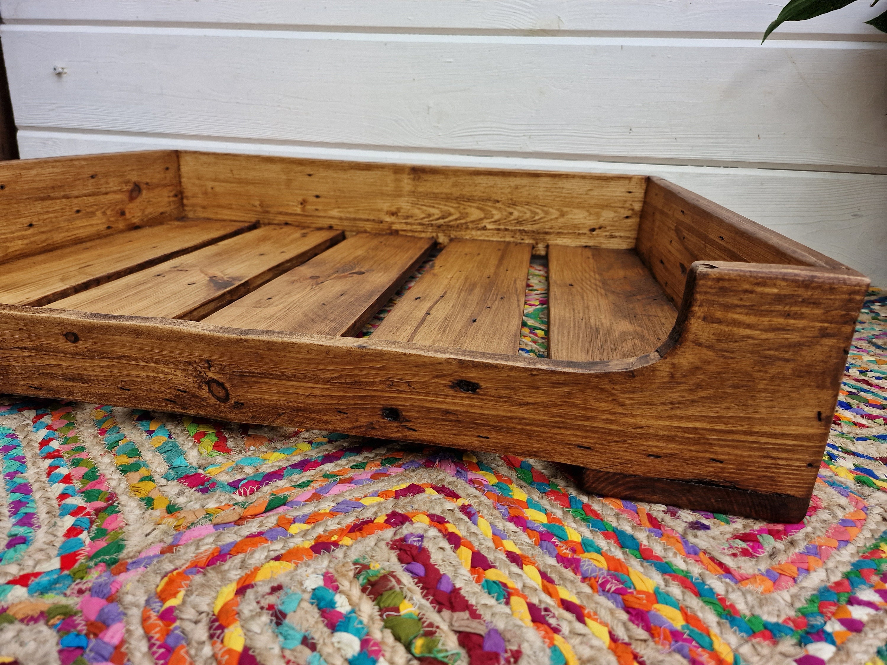 Handcrafted Rustic Reclaimed Wooden Dog Bed / Solid Wood Cosy Etsy UK