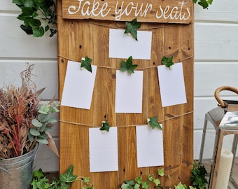 Rustic Reclaimed Wooden Wedding Seating Plan / Hand Painted Table Plan / Wedding Signage Board / Rustic Seating Plan Board / Take your Seats