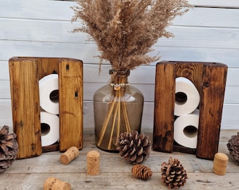 Handcrafted Rustic Reclaimed Wooden Toilet Roll Holder / Freestanding Toilet Roll Stand / Bathroom Decor Accessory / Toilet Roll Tidy