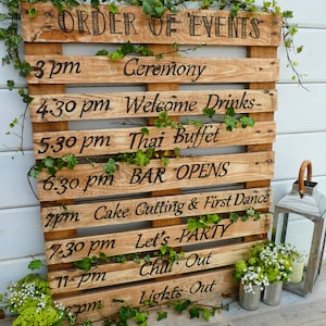 Hand Painted Rustic Personalised 'Order Of The Day' Wedding Sign / Pallet Wood Sign / Order Of Events / Wedding Reception / Wedding Decor image 7