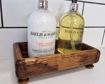Small Decorative Wooden Low Riser Tray / Wooden Base Soap Dispenser / Wooden Riser / Display Rack / Small Candle or Plant Display Tray