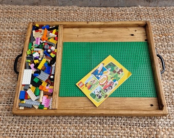 Rustic Reclaimed Wooden Lego Tray Lego Storage Lego Brick Board Brick Baseplate Tray Kids Travel Tray Lego Tray Lego Brick Board