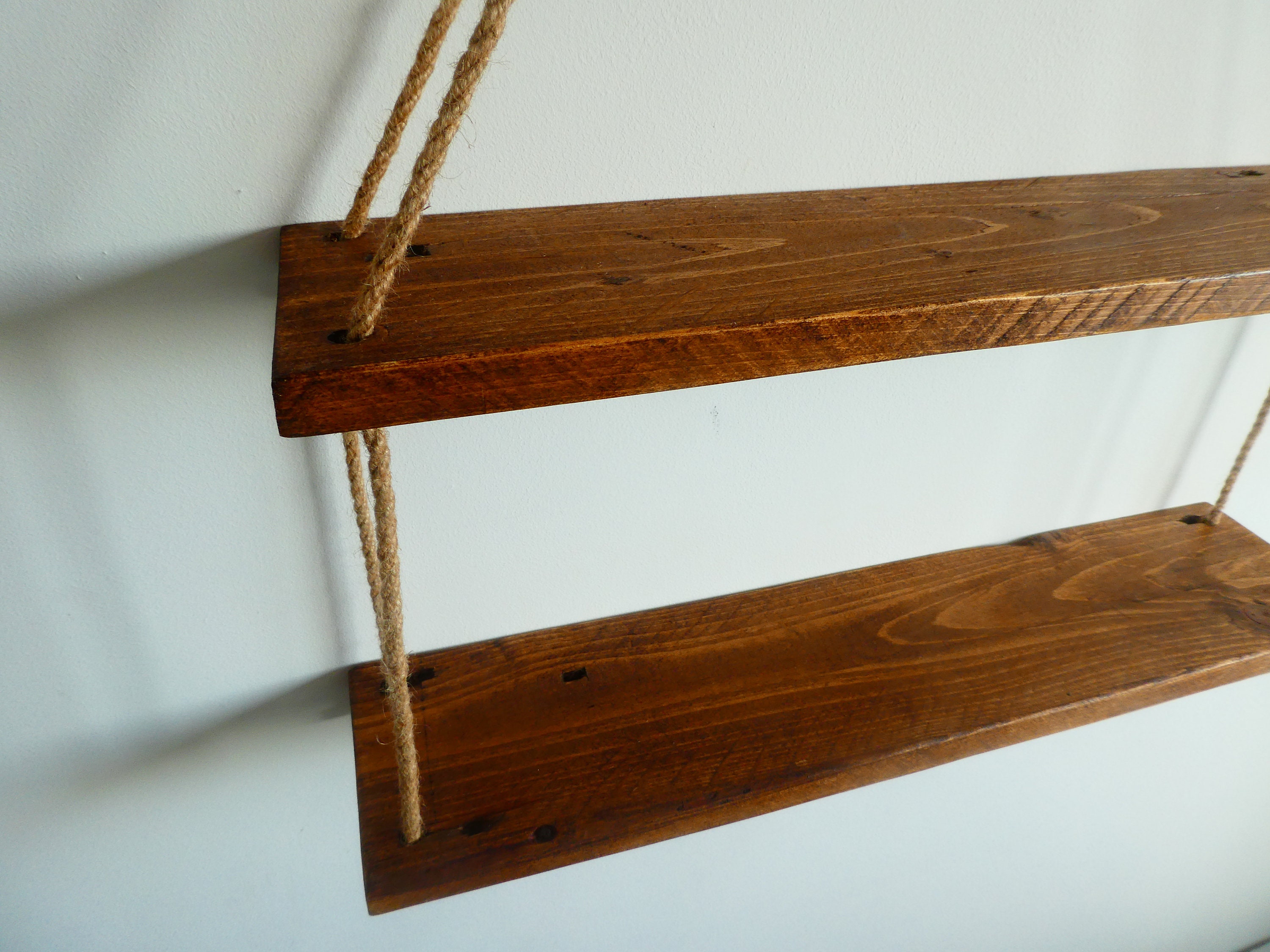 Rustic Hanging Rope Shelf / Reclaimed Pallet Timber Shelf / Etsy UK