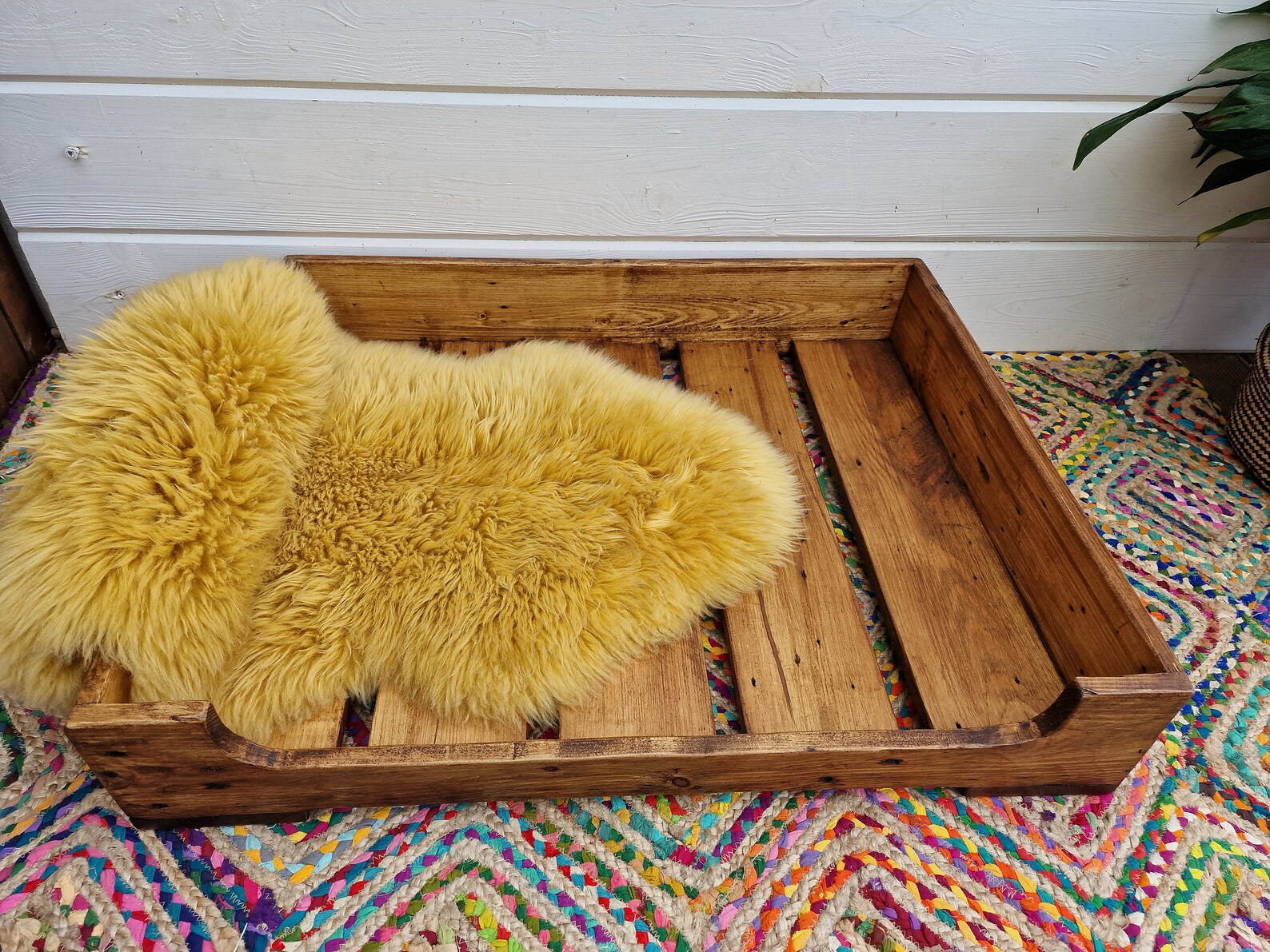 Handcrafted Rustic Reclaimed Wooden Dog Bed / Solid Wood Cosy Etsy UK