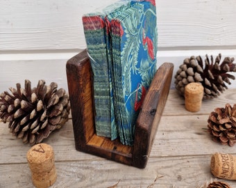 Rustic Upright Napkin Holder / Reclaimed Wood Napkin Dispenser / Napkin Tray / Farmhouse Decor / Rustic Table Centerpiece / Kitchen Storage