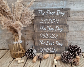 Handcrafted First Day, Yes Day, Best Day / Reclaimed Wooden Wedding Signage / Wedding Reception / Love Story / Anniversary Gift / Time Line