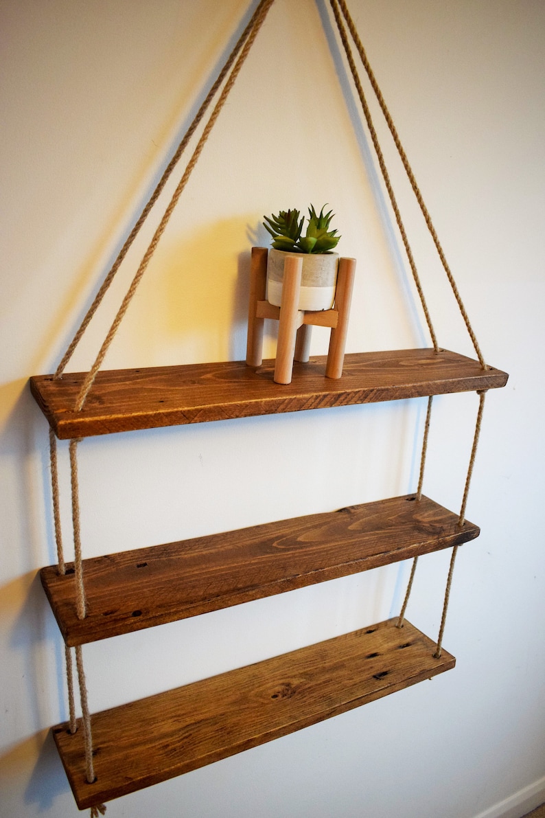 Rustic Hanging Rope Shelf / Reclaimed Pallet Timber Shelf / Etsy UK