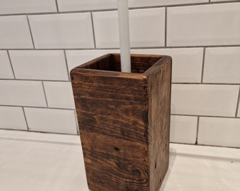 Handcrafted Rustic Reclaimed Wooden Toilet Brush Holder / Freestanding Toilet Brush Stand / Bathroom Decor Accessory / Toilet Brush Tidy