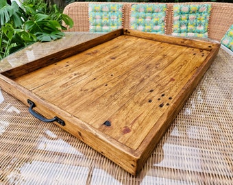 X-Large Rustic Reclaimed Wooden Serving Platter Ottoman Tray Hand  Crafted Pallet Wood Tray Farmhouse Tray Serving Tray Custom Tray