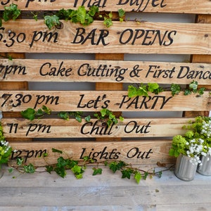 Hand Painted Rustic Personalised 'Order Of The Day' Wedding Sign / Pallet Wood Sign / Order Of Events / Wedding Reception / Wedding Decor image 6